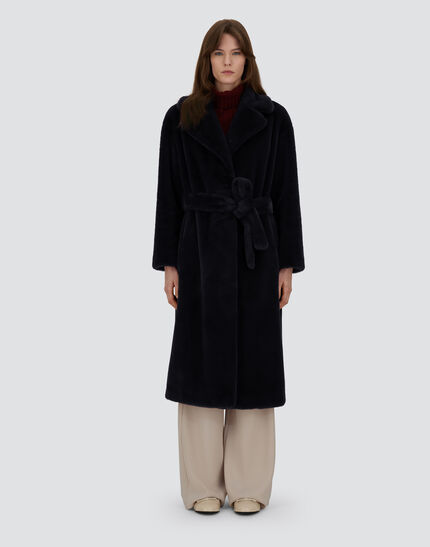 COAT IN SOFT ALTERNATIVE FUR Black