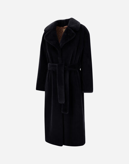 COAT IN SOFT ALTERNATIVE FUR Black