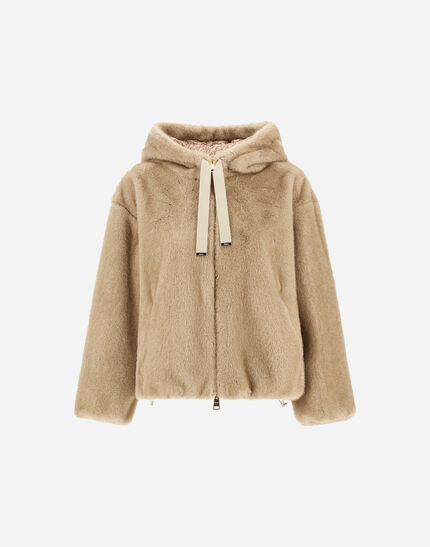 BOMBER JACKET IN MELANGE ALTERNATIVE MINK FUR Chantilly