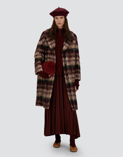 DRESS IN PLEATED JERSEY AND MONOGRAM Bordeaux 2 DRESS IN PLEATED JERSEY AND MONOGRAM Bordeaux