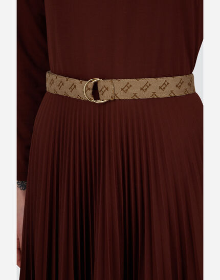 DRESS IN PLEATED JERSEY AND MONOGRAM Bordeaux 3 DRESS IN PLEATED JERSEY AND MONOGRAM Bordeaux