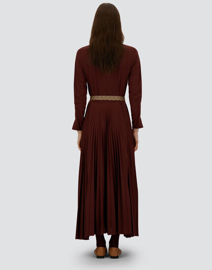 DRESS IN PLEATED JERSEY AND MONOGRAM Bordeaux 5 DRESS IN PLEATED JERSEY AND MONOGRAM Bordeaux