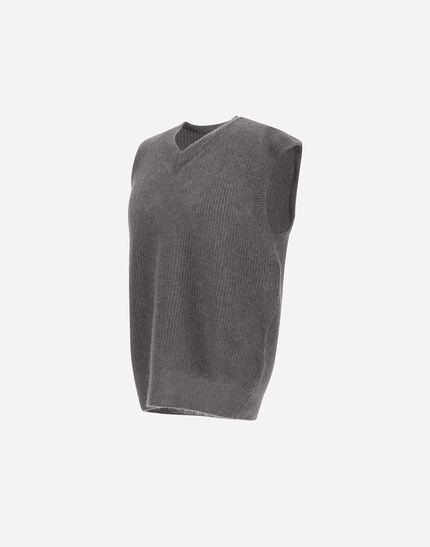VEST IN COB STITCH ALPACA WOOL Grey 4 VEST IN COB STITCH ALPACA WOOL Grey