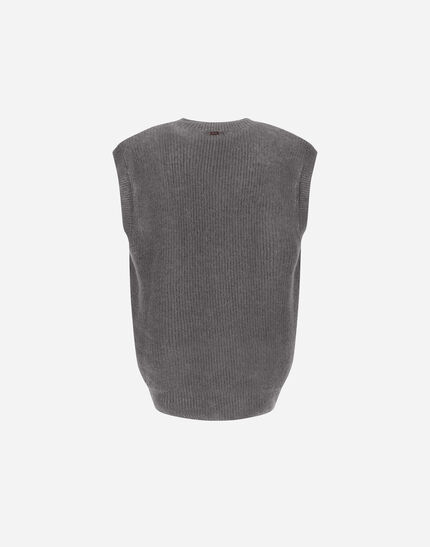 VEST IN COB STITCH ALPACA WOOL Grey 5 VEST IN COB STITCH ALPACA WOOL Grey