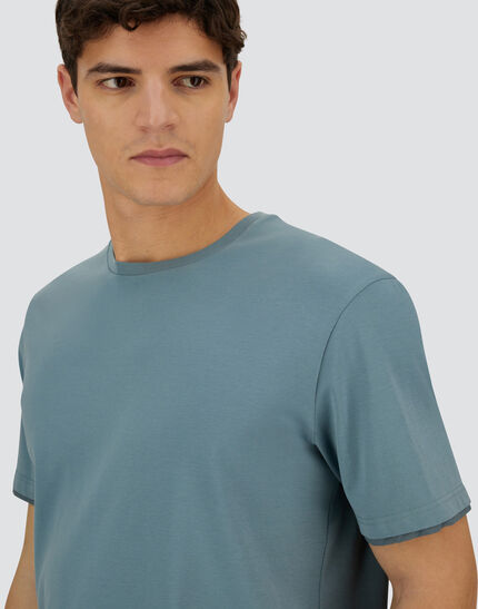RESORT T-SHIRT IN BASIC COTTON & LIGHT STRETCH NYLON Midnight Teal
