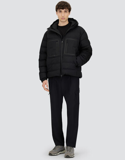 HOODED JACKET IN 2-LAYER WINDSTOPPER Black