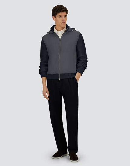 RESORT IN CARDIGAN IN COB CARDED G.5 WOOL AND TRAVEL NYLON PONENTE Navy Blue