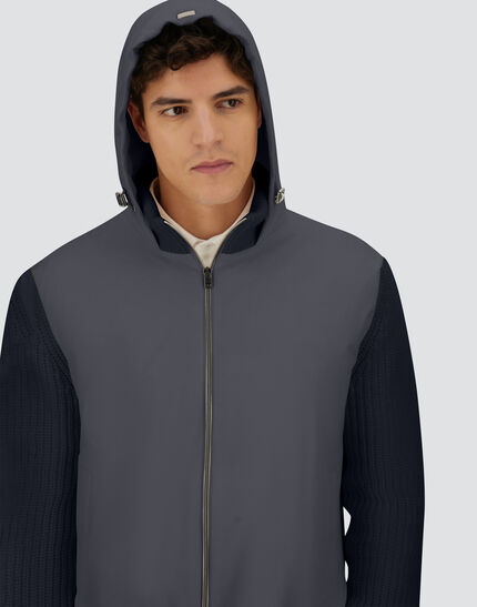 RESORT IN CARDIGAN IN COB CARDED G.5 WOOL AND TRAVEL NYLON PONENTE Navy Blue