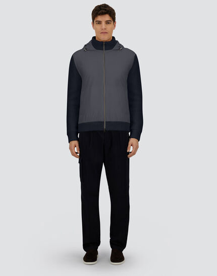 RESORT IN CARDIGAN IN COB CARDED G.5 WOOL AND TRAVEL NYLON PONENTE Navy Blue
