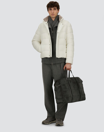 BOMBER JACKET IN ARENDELLE AND FAUX FUR White