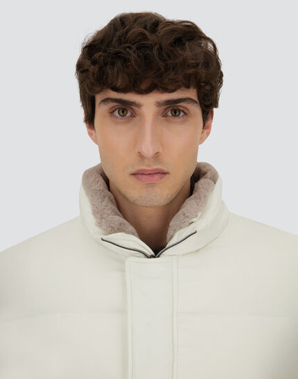 BOMBER JACKET IN ARENDELLE AND FAUX FUR White