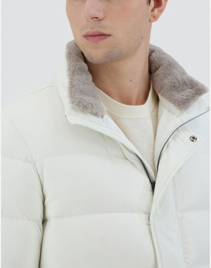 BOMBER JACKET IN ARENDELLE AND FAUX FUR White