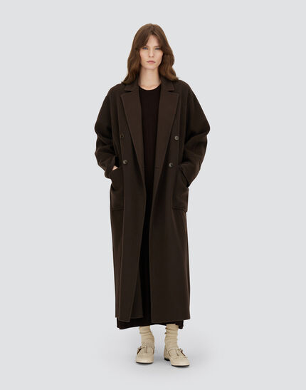 DRESS IN RIBBED CARDED WOOL Dark Brown