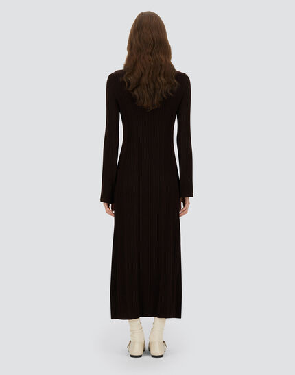 DRESS IN RIBBED CARDED WOOL Dark Brown