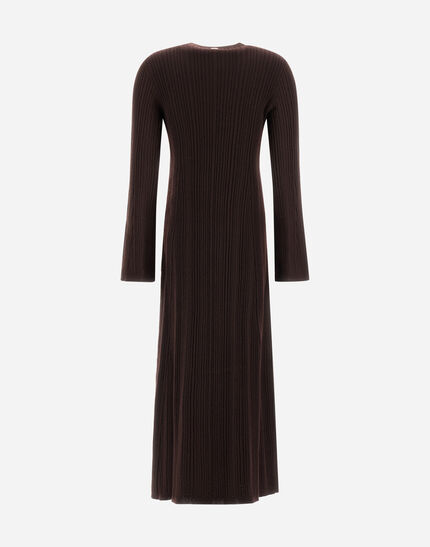 DRESS IN RIBBED CARDED WOOL Dark Brown