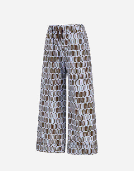 RESORT TROUSERS IN COTTON RECTANGULAR PRINT Light Blue/Brown