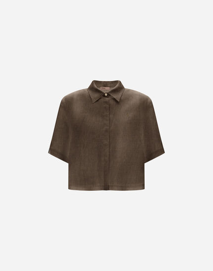 RESORT SHIRT IN NEW LINEN Dark Chocolate