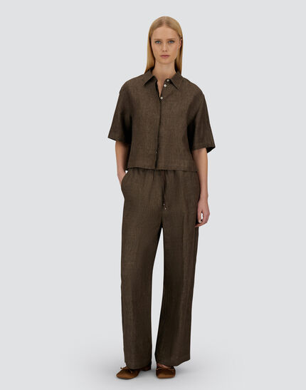 RESORT SHIRT IN NEW LINEN Dark Chocolate