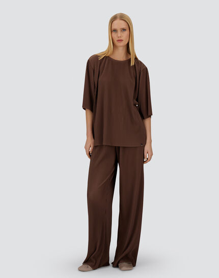 RESORT T-SHIRT IN PLEATED JERSEY Dark Chocolate