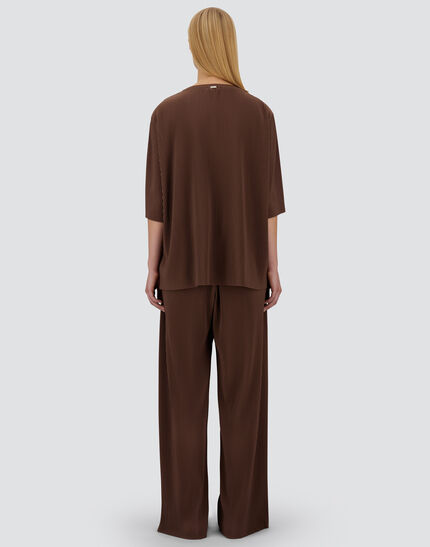 RESORT T-SHIRT IN PLEATED JERSEY Dark Chocolate 5 RESORT T-SHIRT IN PLEATED JERSEY Dark Chocolate