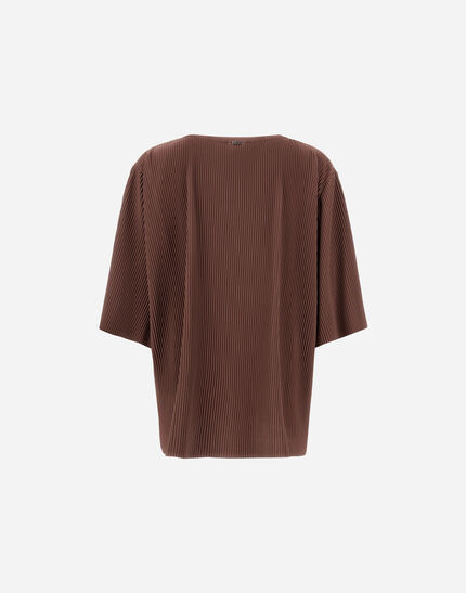 RESORT T-SHIRT IN PLEATED JERSEY Dark Chocolate 7 RESORT T-SHIRT IN PLEATED JERSEY Dark Chocolate