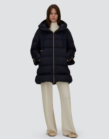 A-SHAPE JACKET IN SATIN New Blue