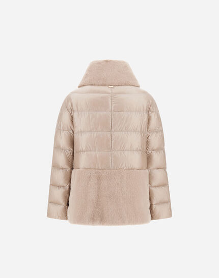 CAPE IN NYLON ULTRALIGHT AND LADY ALTERNATIVE FUR Chantilly