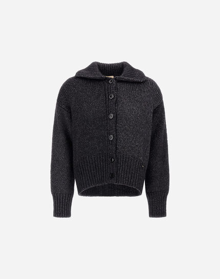 CARDIGAN IN BLOWN ALPACA WOOL Black