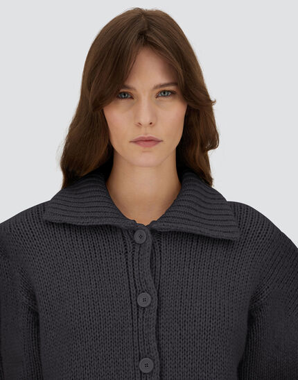 CARDIGAN IN BLOWN ALPACA WOOL Black
