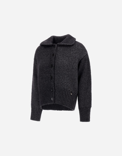CARDIGAN IN BLOWN ALPACA WOOL Black