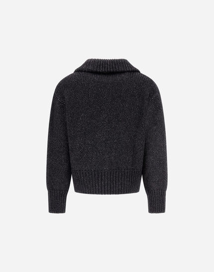 CARDIGAN IN BLOWN ALPACA WOOL Black