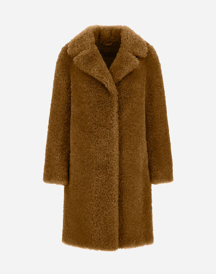 COAT IN CURLY ALTERNATIVE FUR Sand