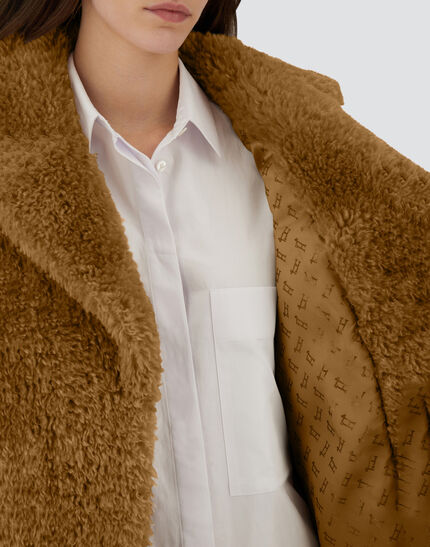 COAT IN CURLY ALTERNATIVE FUR Sand