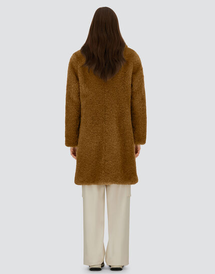 COAT IN CURLY ALTERNATIVE FUR Sand