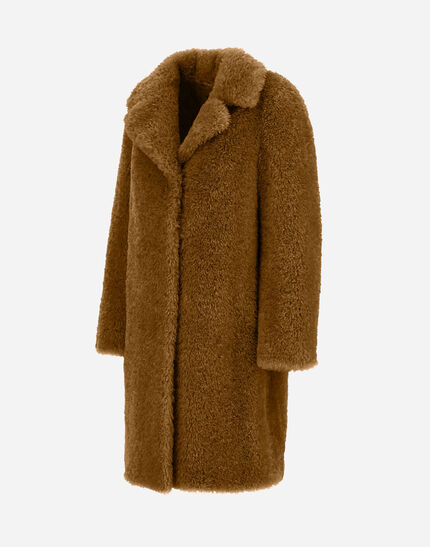 COAT IN CURLY ALTERNATIVE FUR Sand