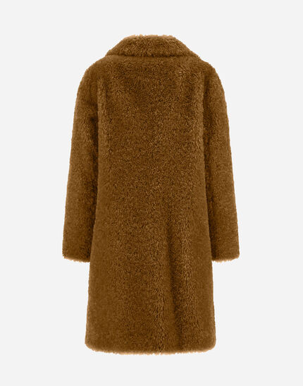 COAT IN CURLY ALTERNATIVE FUR Sand