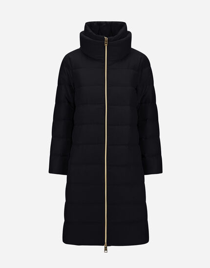 LONG JACKET IN CASHMERE, SILK AND SATIN Black