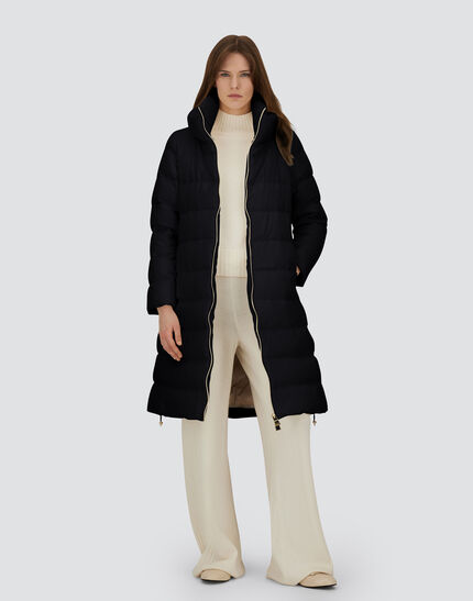 LONG JACKET IN CASHMERE, SILK AND SATIN Black