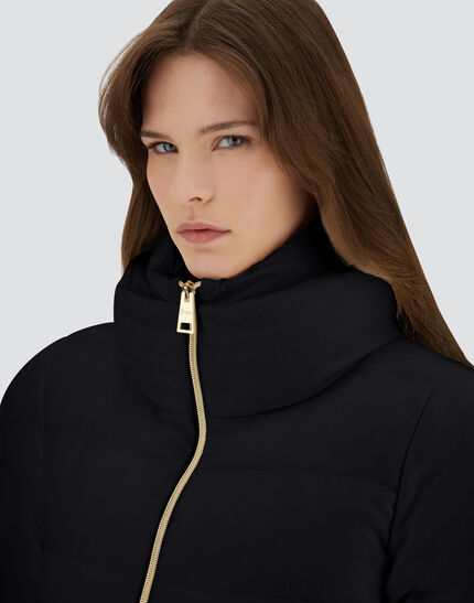 LONG JACKET IN CASHMERE, SILK AND SATIN Black