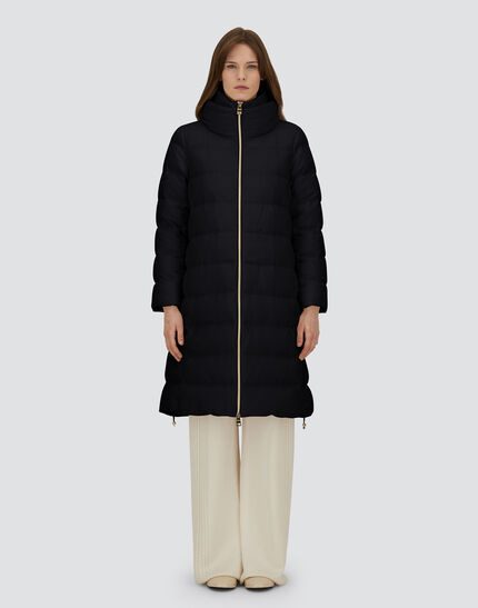 LONG JACKET IN CASHMERE, SILK AND SATIN Black