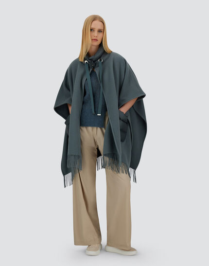 RESORT PONCHO IN WARMY & NYLON ULTRALIGHT Midnight Teal