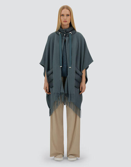 RESORT PONCHO IN WARMY & NYLON ULTRALIGHT Midnight Teal
