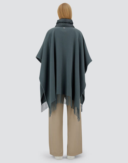 RESORT PONCHO IN WARMY & NYLON ULTRALIGHT Midnight Teal