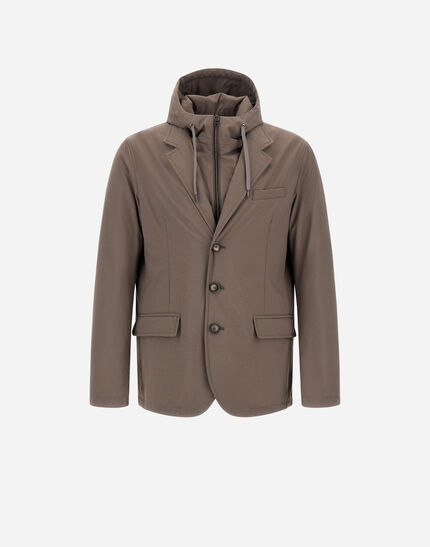 RESORT BLAZER IN NYLON COMFORT STRETCH Dark Taupe 1 RESORT BLAZER IN NYLON COMFORT STRETCH Dark Taupe