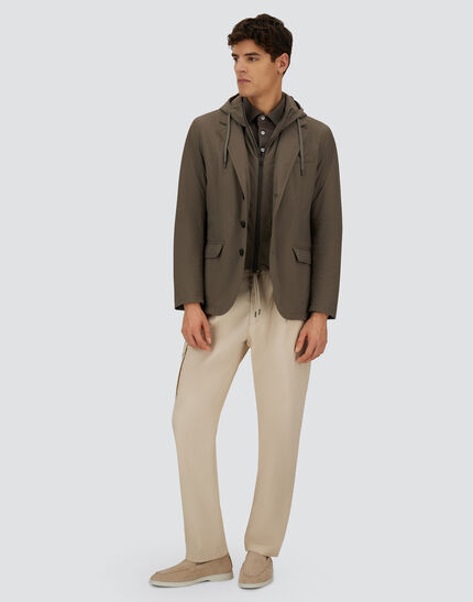 RESORT BLAZER IN NYLON COMFORT STRETCH Dark Taupe 2 RESORT BLAZER IN NYLON COMFORT STRETCH Dark Taupe