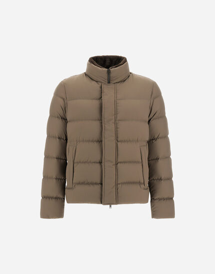 BOMBER JACKET IN ARENDELLE AND FAUX FUR Dark Taupe