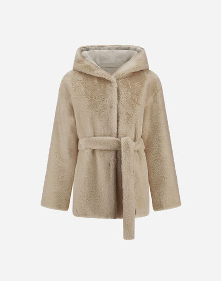 REVERSIBLE PARKA IN SOFT ALTERNATIVE FUR AND CHANGING NYLON Chantilly