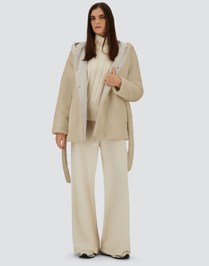 REVERSIBLE PARKA IN SOFT ALTERNATIVE FUR AND CHANGING NYLON Chantilly