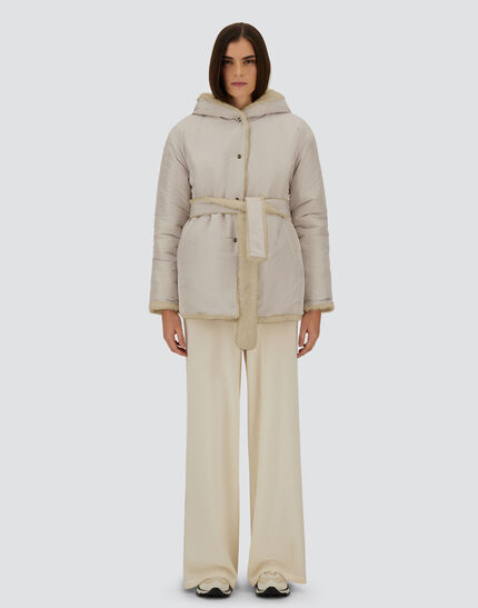 REVERSIBLE PARKA IN SOFT ALTERNATIVE FUR AND CHANGING NYLON Chantilly