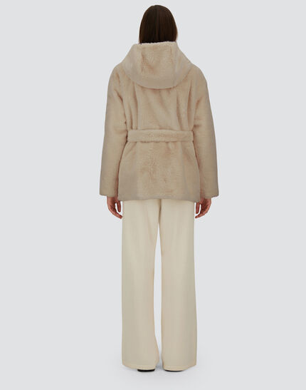 REVERSIBLE PARKA IN SOFT ALTERNATIVE FUR AND CHANGING NYLON Chantilly